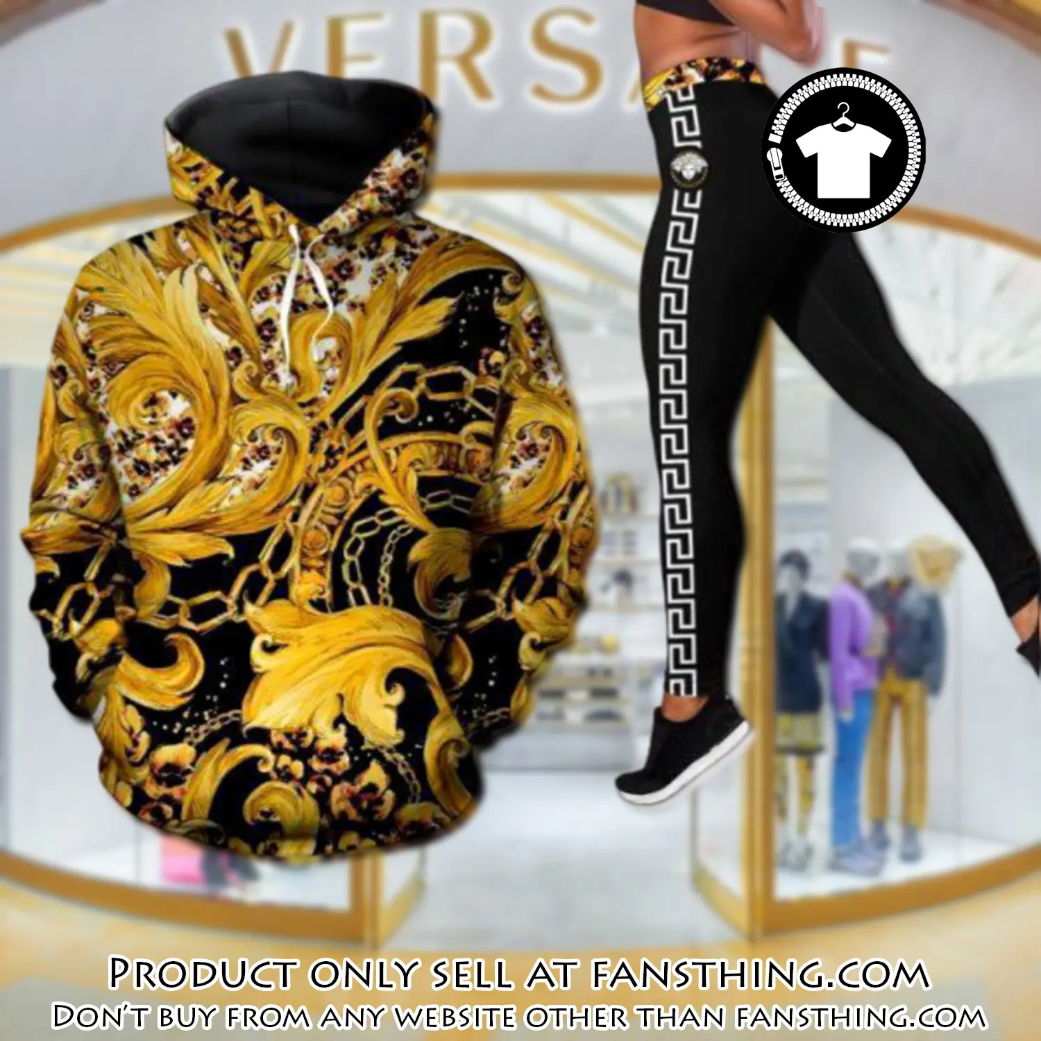 Gianni versace gold hoodie legging set luxury for women fst5507847